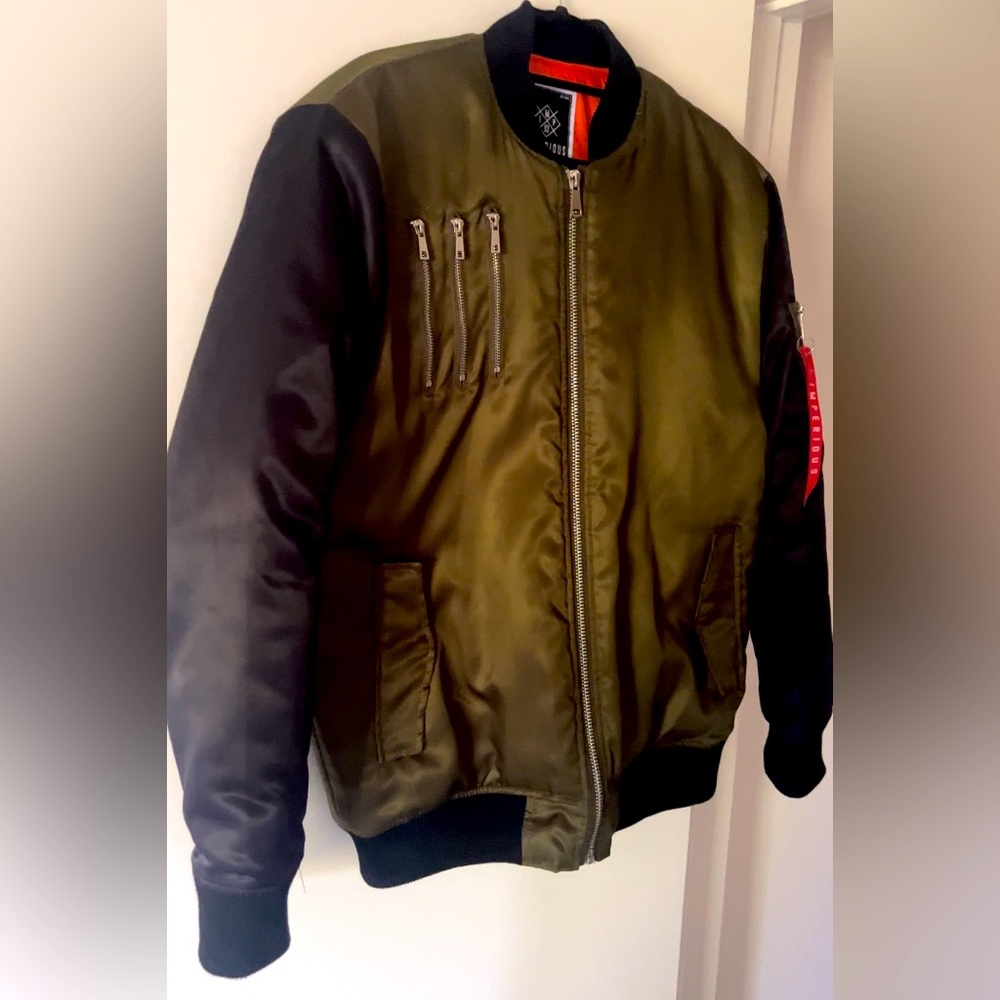 Imperious Original Apparel Zipper Jacket, Olive Green with Black Sleeve (Large)